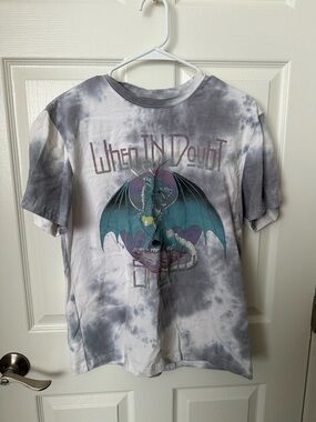 OTTO Tie-Dye Dragon Graphic Tee - Gray & Teal